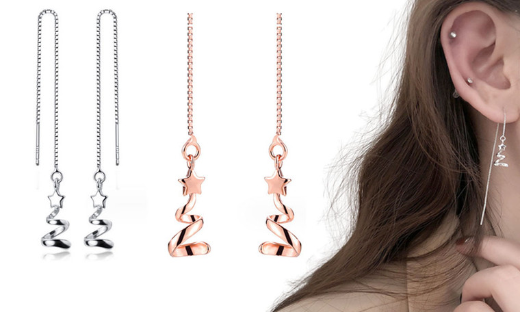 2310 NEW Female Star Rotating Christmas Tree Simple and Personalized Earline Earrings 8265