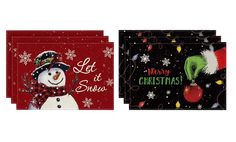 2311 NEW 6PCChristmas Mat Winter Christmas Tree Print Mat Christmas Table Decoration 8290LA