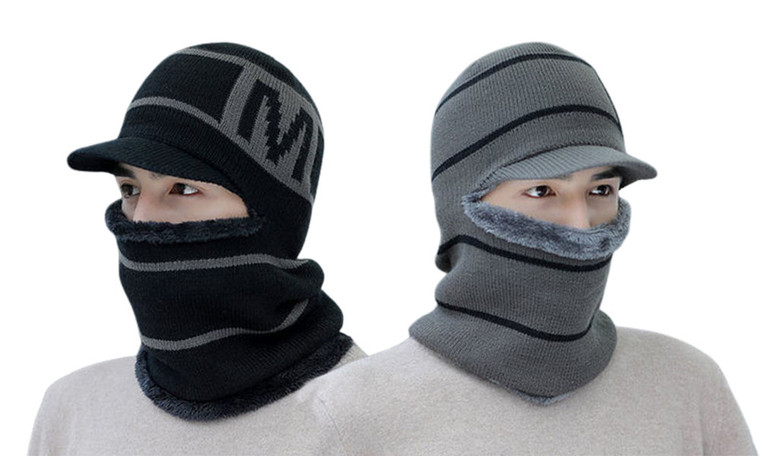 2311 NEW Winter Plush Thick Scarf With Warm Wool Letter M all-In-One Hat 8293LA