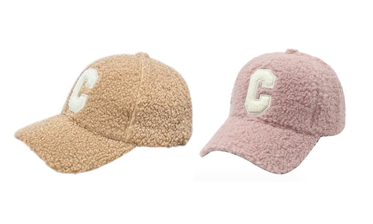 2311 NEW  Letter C Embroidery Letter Baseball Hat Women's Lamb Down Autumn and Winter Thickened Warm Duck Tongue Hat 8302LA
