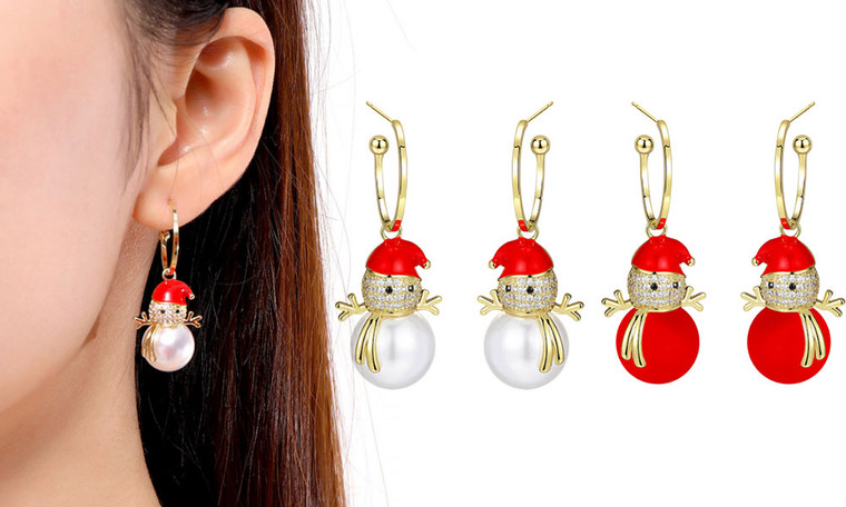 2311 NEW Christmas Snowman Earrings C-shaped Earrings Earrings Women's Christmas Holiday Gift 8318LA