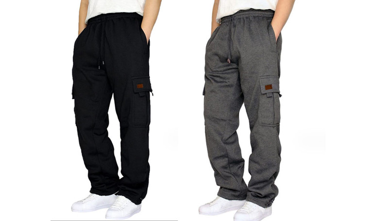 2311 NEW Sports casual pants with plush straps and multiple pockets tied with ropes for men's loose work pants 8326LA