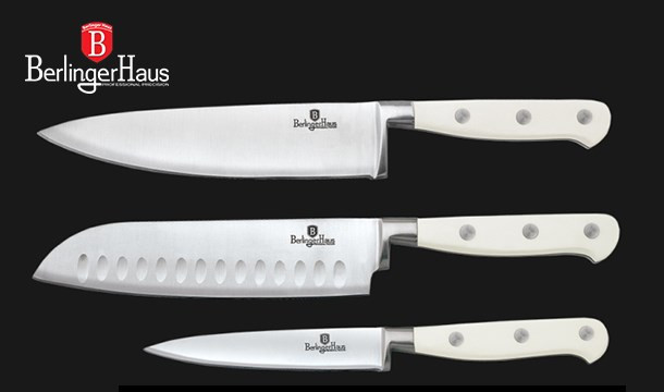3 Piece Piano BerlingerHaus Pro Knife Set (Chef, Santoku & Utility)