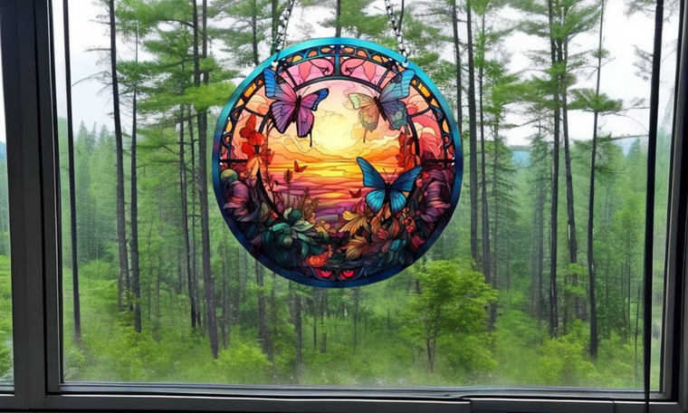 2402 NEW Three Butterflies Acrylic Tag Double sided Hanger Home Decoration 8361LA