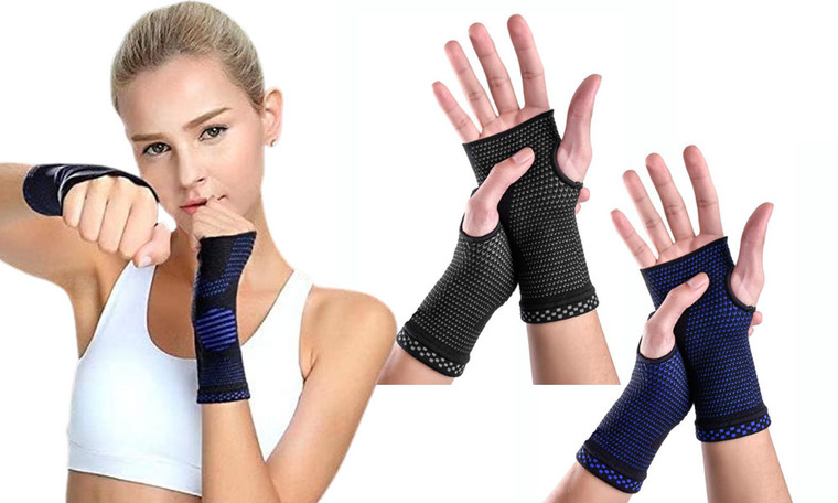 2402 NEW 1 pair of automatic banded nylon wrist protectors with knitted sports wristbands 8367LA