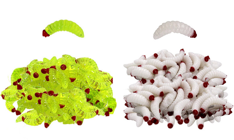 2403 100PC Bread Worm Set Worm Fake Bait Road Sub Fish Bait Fake Bait Plastic Soft Worm 8380LA