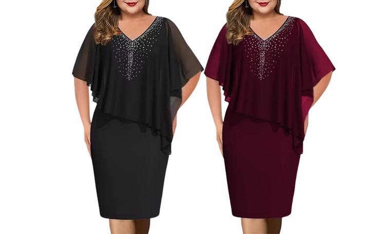 2403 V-neck chiffon shawl hot diamond oversized dress 8403LA