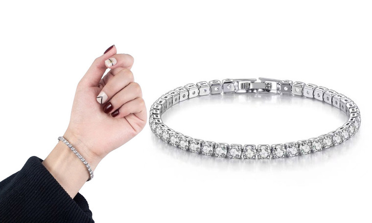 2403 Single row sparkling zircon bracelet, minimalist gemstone bracelet 8407LA