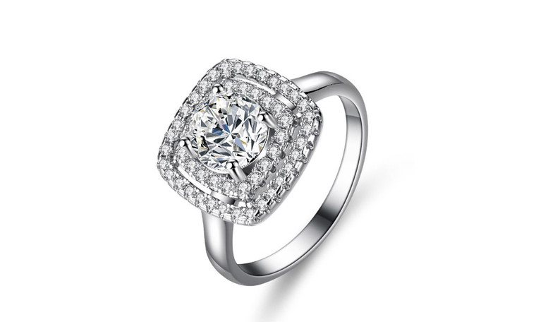 2404  Imitation Mosang Diamond Eight Hearts and Eight Arrows Ring for Male and Female Couples One Carat Six Claw Wedding Ring 8444LA