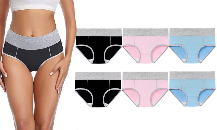 2405 6PC Underwear Women's High Waist Cotton Hip Lifting Triangle Pants Underwear Women's Underwear Full Set Underwear Underwear Plus Size 8455LA