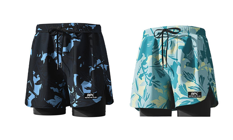 2405NEW-Double -layer five -point men's flat -angle printed swim trunks6976