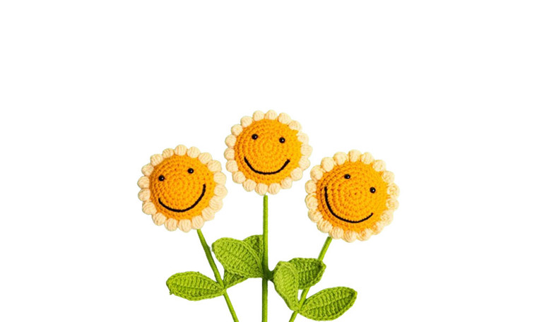 2405NEW-Hand-knitted sunflower and rose wool bouquet6995