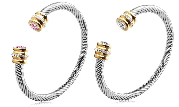 2406New-Titanium steel bracelet couple bracelet C-shaped thread6999