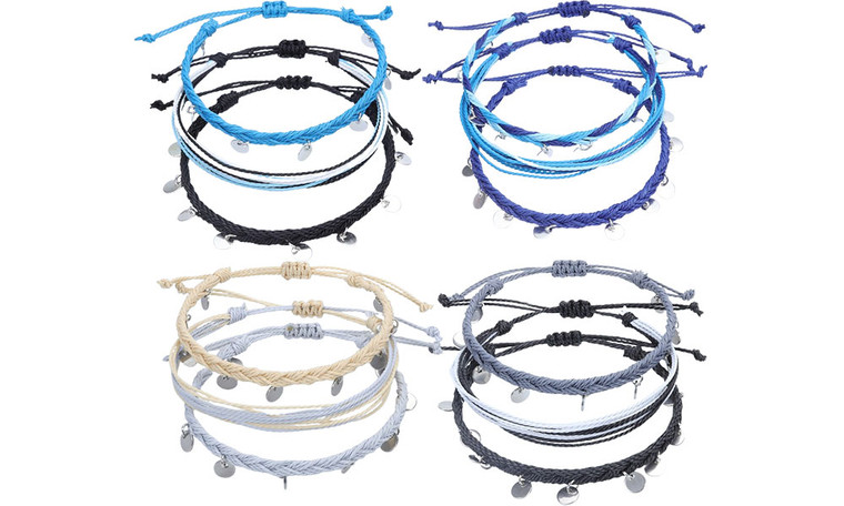 2406New-2pcs Bohemian Wax Wire Braided Bracelet for Women8703