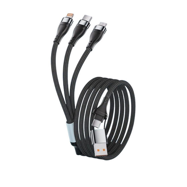NEW  2406 Fast Charging Type-C vehicle transmission three in two braided charging cable  8518