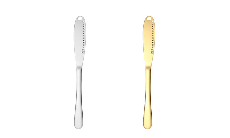2406NEW-2pcs Stainless steel cheese butter knife with hole for butter knife8704