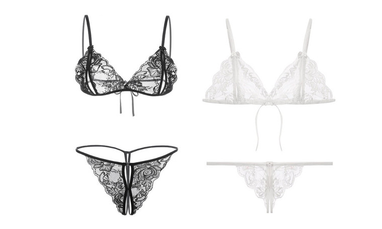 2406 NEW 2 sets of lace sexy open cut thongs, bras, and fun lingerie sets 8498LA