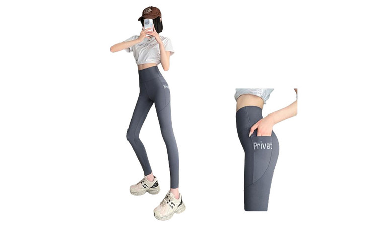 2406 NEW Pocket high waisted tight fitting Barbie pants yoga pants 8614LA