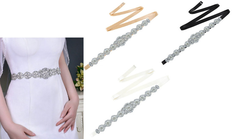 2406 NEW Water Diamond Ribbon Decorative Waist Belt LA8641