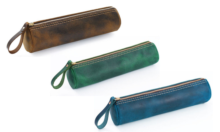 2406 NEW Head layer leather handmade stationery storage bag 8654