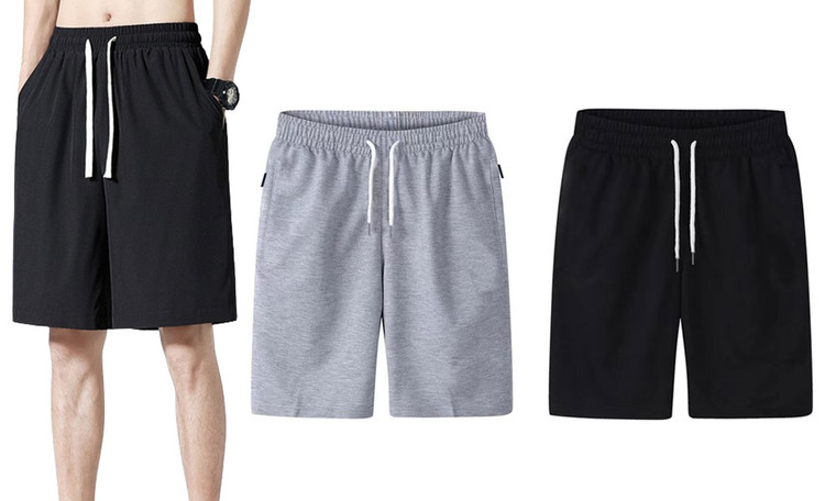 2407 NEW Men's Summer Beach Casual Pants Large Shorts Loose Large Solid Color Drawstring Shorts 8812LA