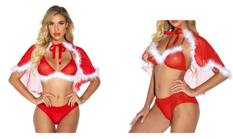 2407 NEW Christmas Perspective Fun Underwear, Underpants, and Shawl Set LA8660