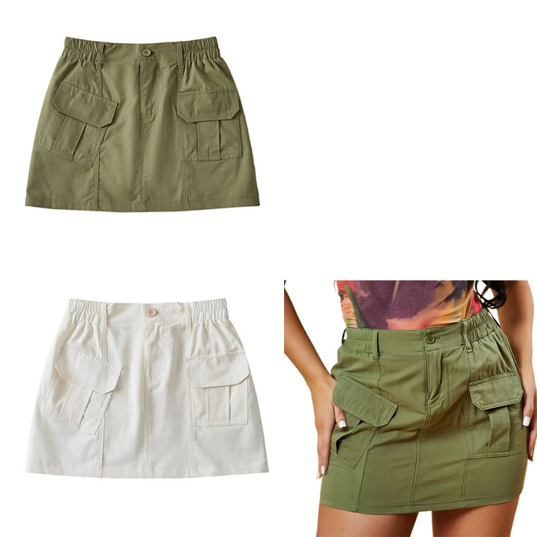 2407 NEW Spicy girl style low waist slimming A-line skirt with LA8687 