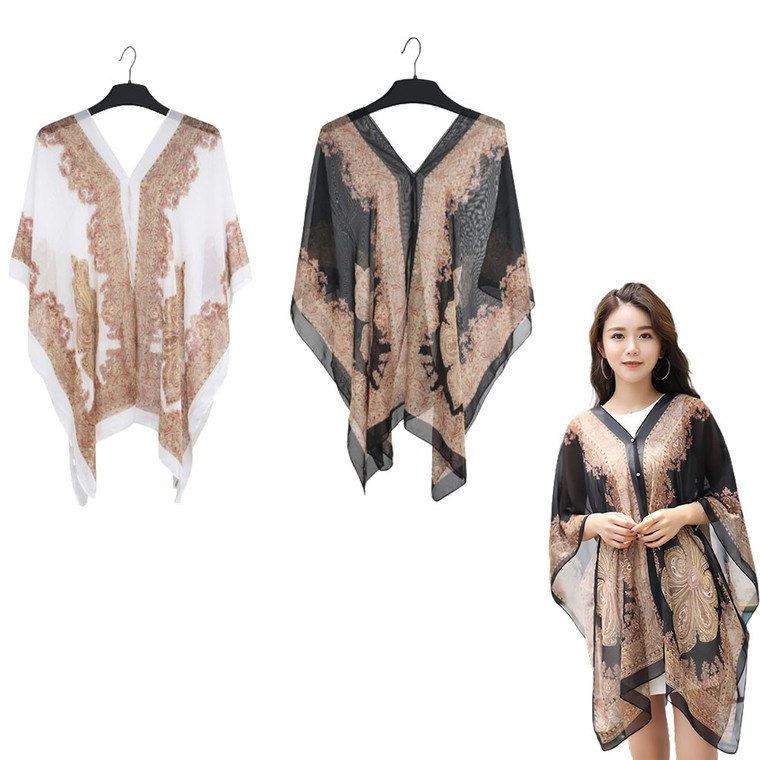 2407 NEW 2PCS Sunscreen shawl chiffon versatile scarf cashew flower beach scarf LA8906