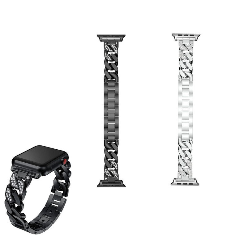 2408 New Suitable for Apple metal diamond studded denim strap LA8930