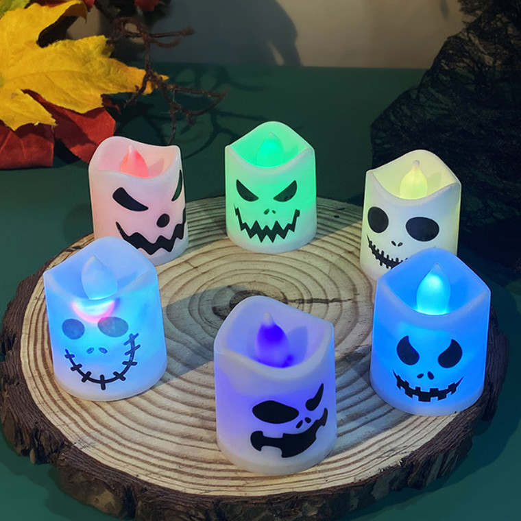 2408 New 6PC Halloween Horror Ghost Room Decoration Colorful Optoelectronic Candles 8934