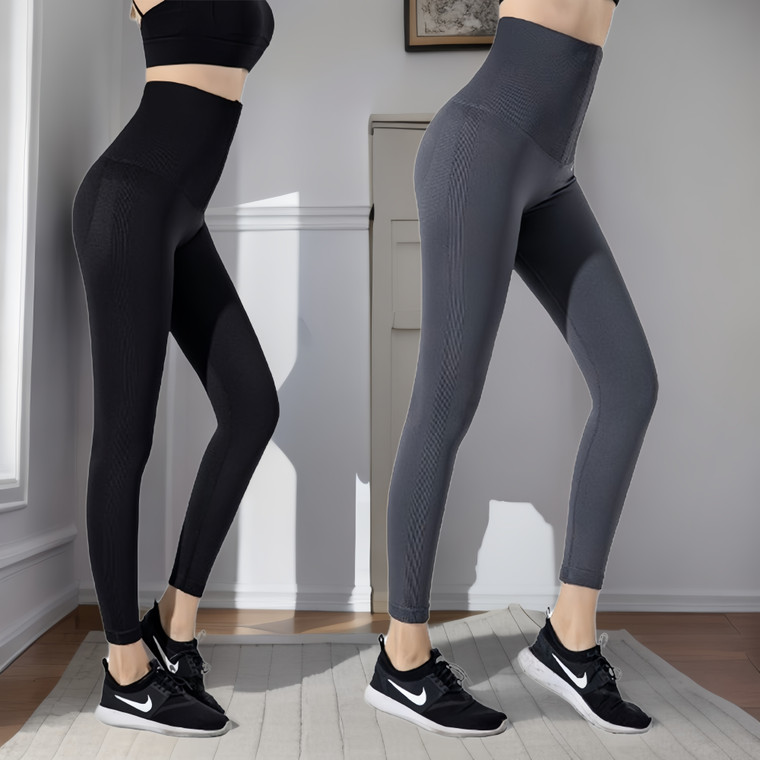 NEW  2408 Tummy-controlling butt lift waisted fitness pants high waist buttoned yoga leggings  8542