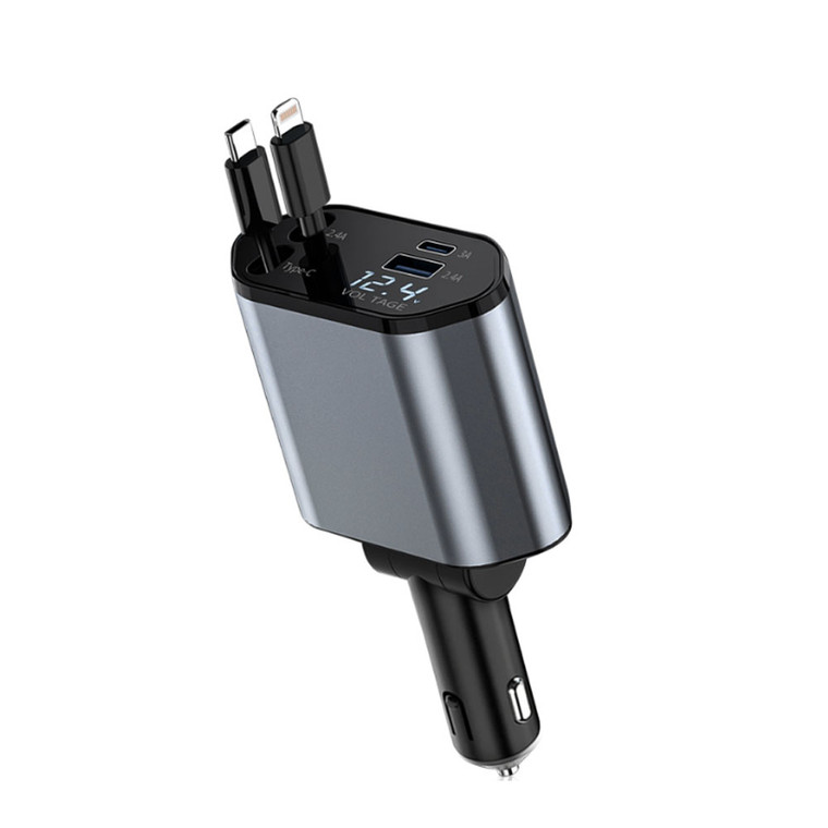 NEW  2409 Retractable car charger 120W fast charging USB and TYPE-C Apple interface 8553