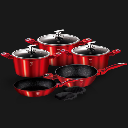  10 pcs cookware set, Burgundy Metallic Line