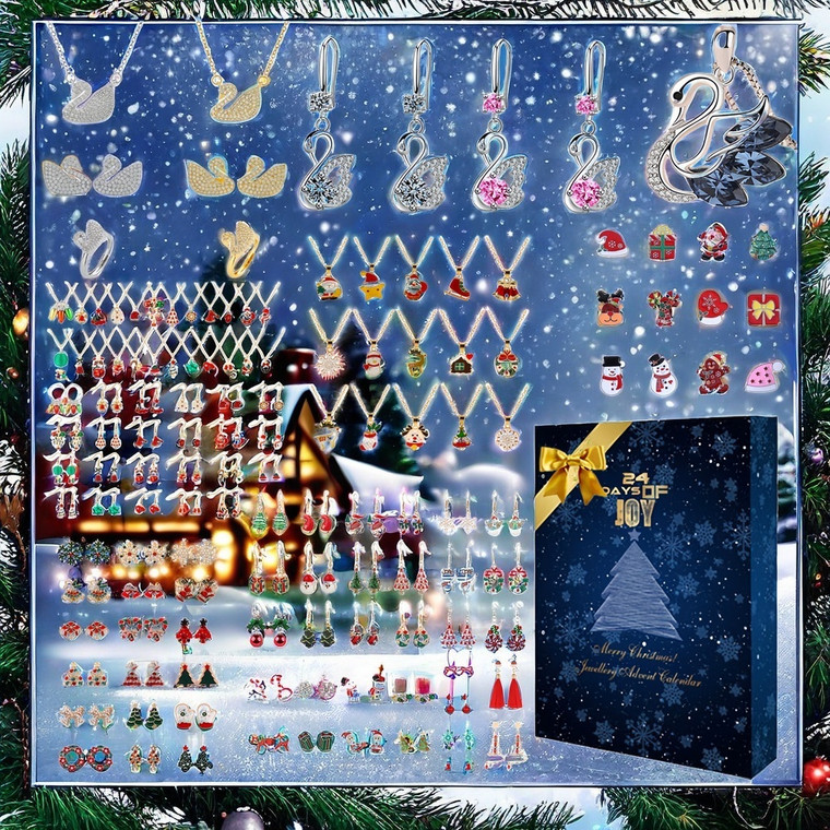 NEW  2409  Premium Aurelis Crystal  Elements Jewellery Advent 24 Days  Calendar 2024  Women Fashion Bracelet Necklace Ring Earrings Countdown    8560