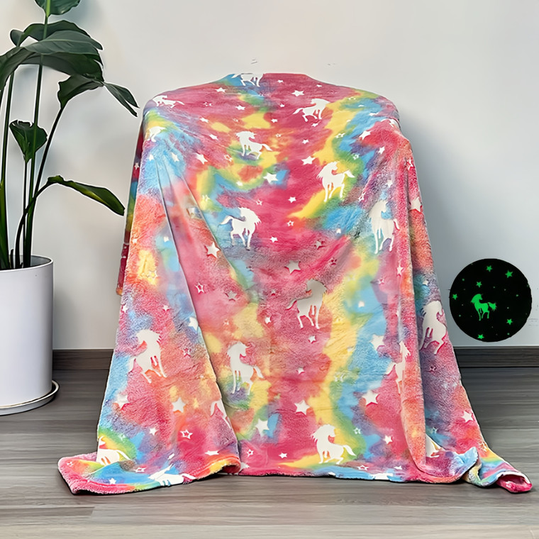 NEW  2409  Glow in The Dark Blanket Soft Cozy Flannel Throw Blanket   8562