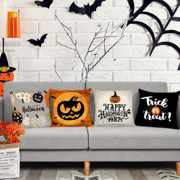 NEW  2409 Halloween Skull Ghost Pumpkin Car Series Pillow Cover  8566