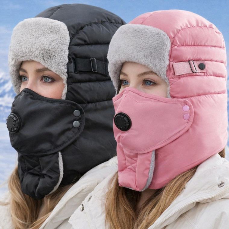 NEW 2601 Winter Trapper Hat With Ear Flaps And Face Cover 8792