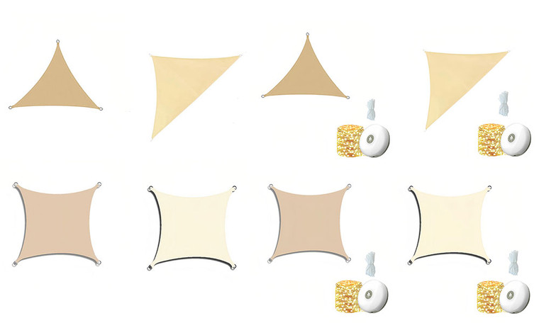 NEW  2503  Triangle or Rectangle Colour Outdoor Garden Sun Shade Sail   9079