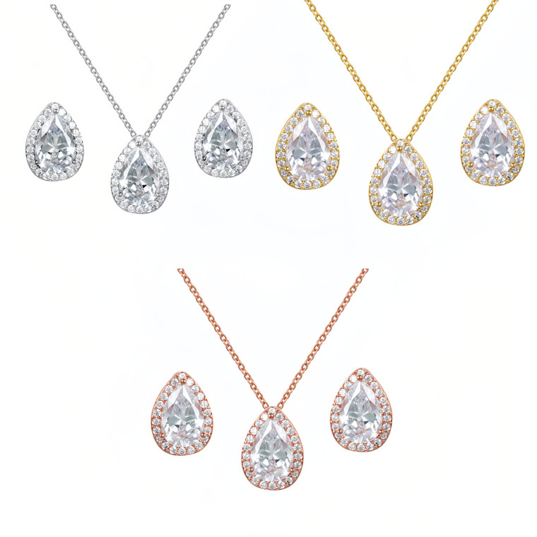 NEW  2505 Teardrop Necklace And Earrings Set  9616