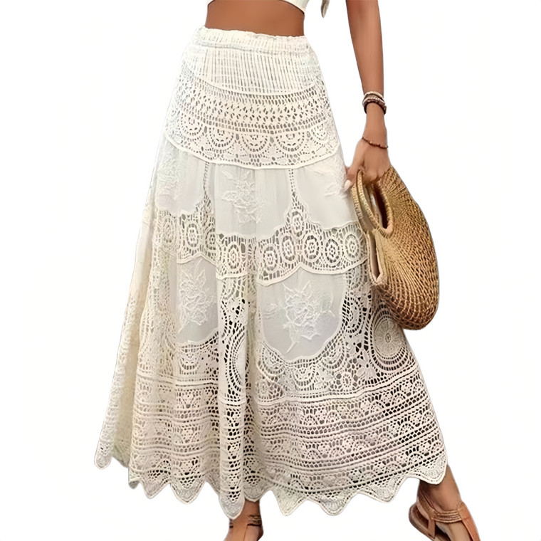 NEW  2506  Women's Semi Transparent Lace Skirt High Waist Smooth Design Lace Edge  9657