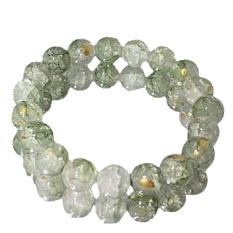 Mystic Forest – Cracked Glass Bead Bracelet with Gold Foil