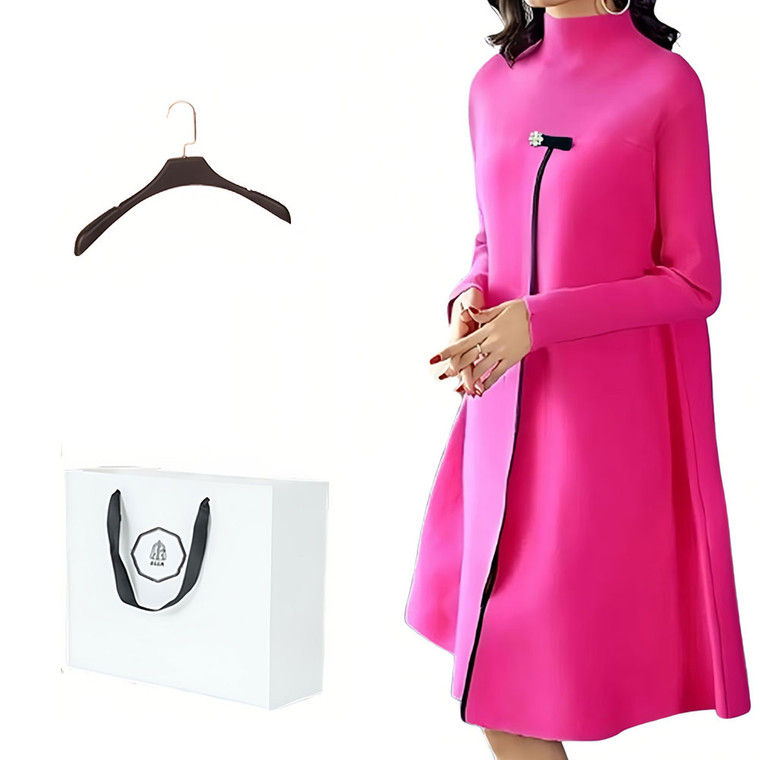 NEW  2507 ELLA  Autumn and Winter Women's Stand Collar Knitted Dress Loose A-Line Skirt  Gift Bag Set 9678