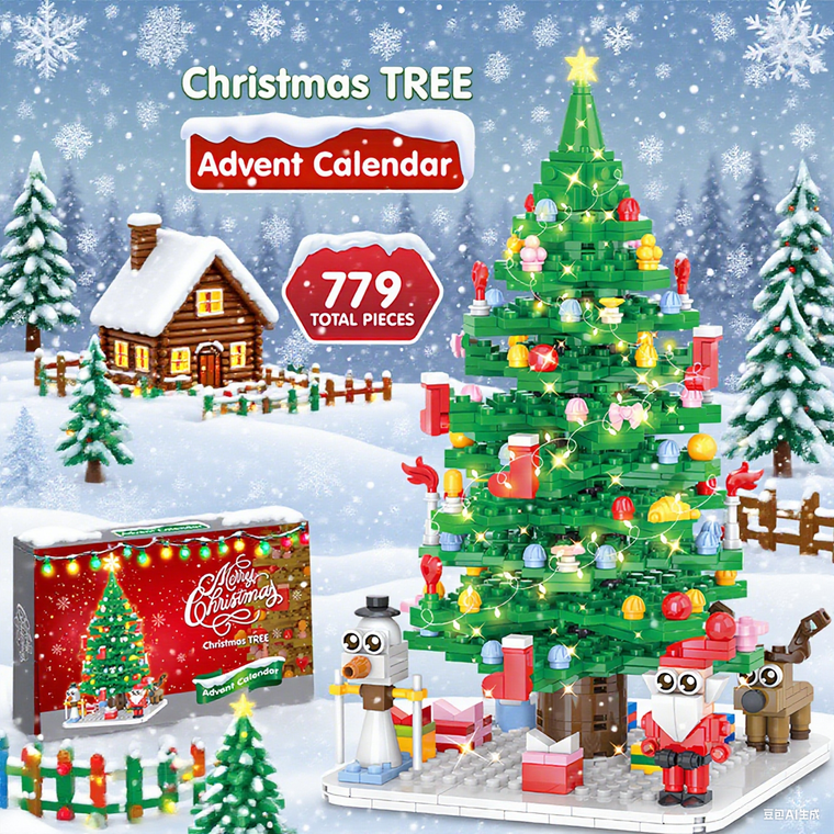 NEW  2508  24Grid DIY Calendar Blind Box Countdown Christmas Tree 9453