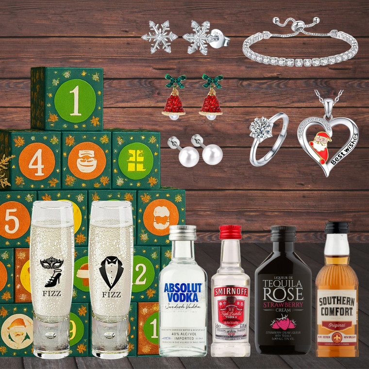 9738 12 Days of Christmas Spirits & Jewelry Advent Calendar Gift Set