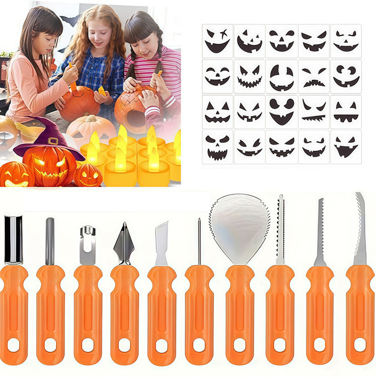 NEW 2509 Halloween Pumpkin Emoji DIY Carving Tool Set 9399