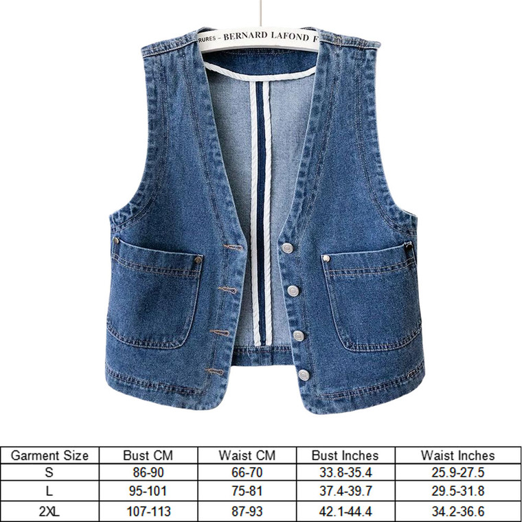 NEW  2509 Women Lightweight Casual Solid Color Denim Jacket Vest  9906