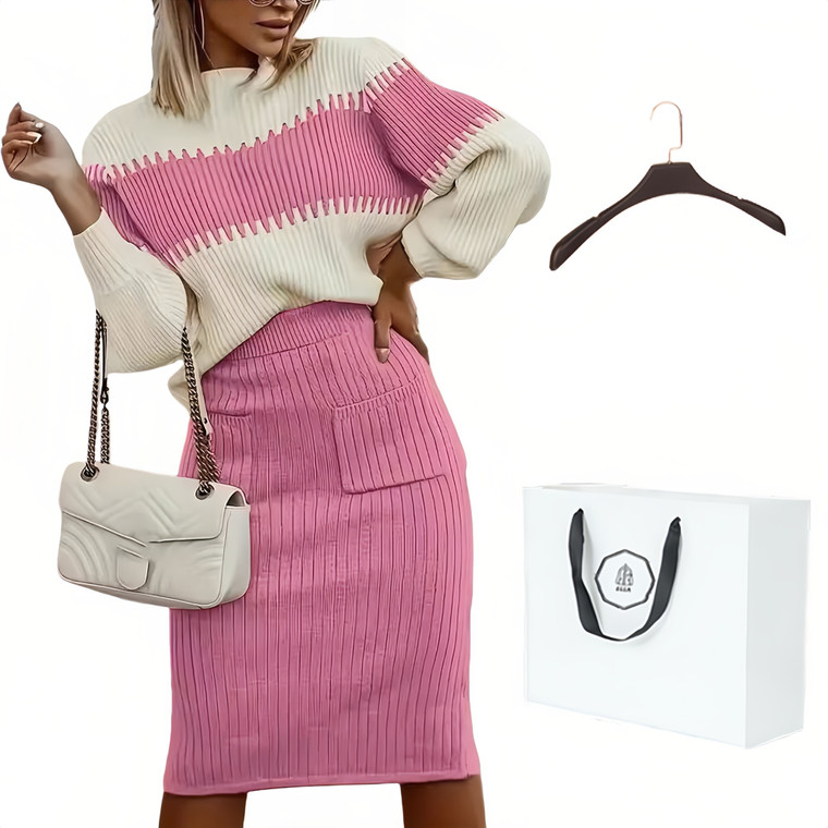 NEW  2510 ELLA Women's Premium Knit Set  Co-ord Jumper and Midi Skirt 9917