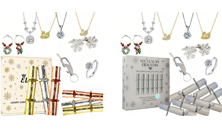 NEW  2510 Pack of 6 10-Inch Luxury Christmas Crackers – Premium Aurelis Crystal  Jewelry & Festive Gift Set for Him & Her  9922