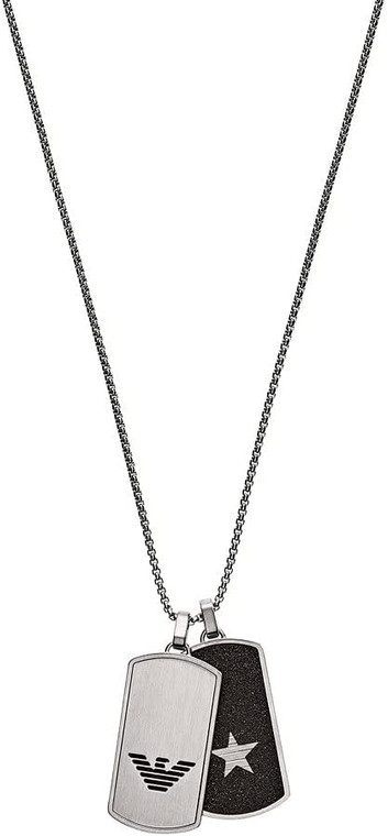 Emporio Armani Necklace for Men , Length: 525mm; Size pendants: 40x21x2mm Silver Stainless Steel Necklace