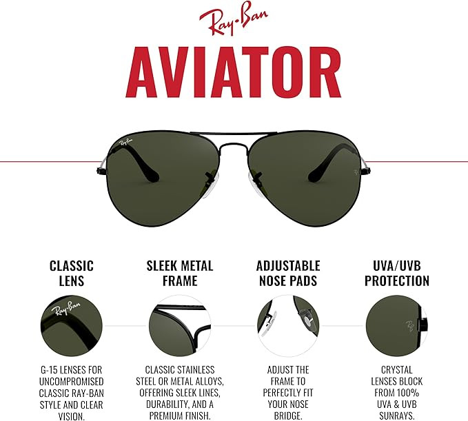 Ray-Ban mens Aviator Sunglasses  Gray